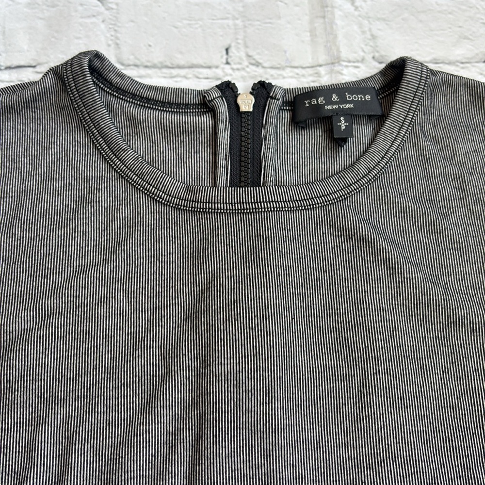 Rag & Bone Quinn Zip Short Sleeve Stripe Top - Picture 6 of 15